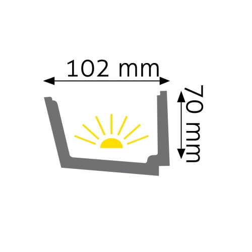przekrój Listwa gzymsowa oświetleniowa LED LOC-02; 244cm